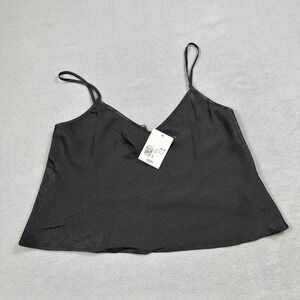 NWT Forever 21 Black Cami Top L Sleeveless Tank Top Womens Blouse Casual V Neck